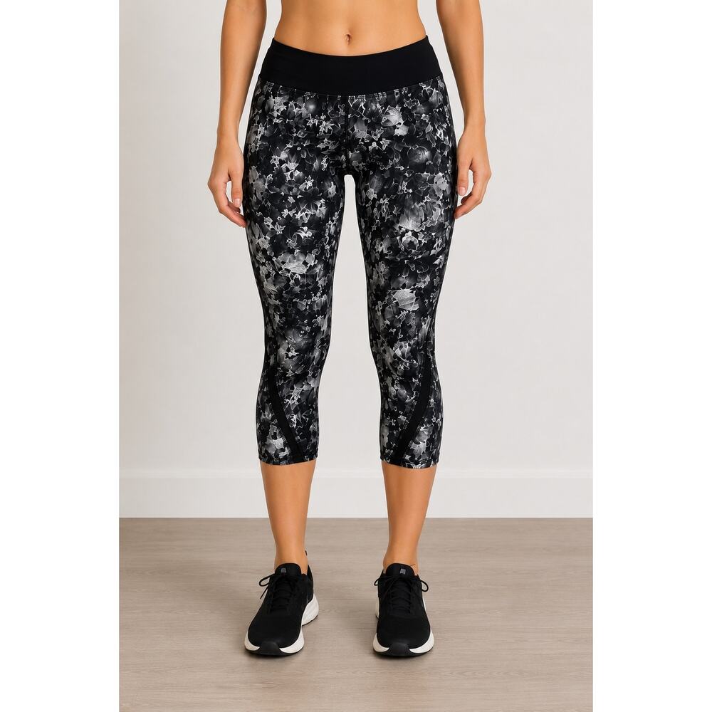 Lululemon Black Gray Floral Crop Leggings Women’s Size 8